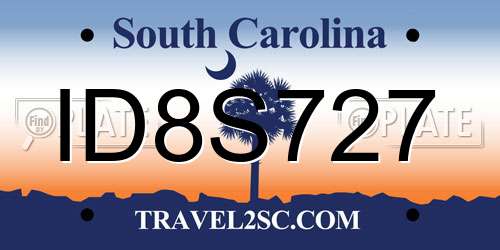 ID8S727 South Carolina License Plate