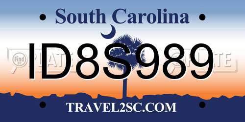 ID8S989 South Carolina License Plate
