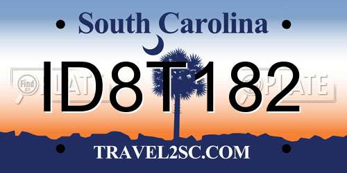 ID8T182 South Carolina License Plate
