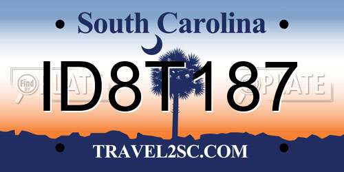 ID8T187 South Carolina License Plate