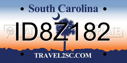 ID8Z182 South Carolina License Plate