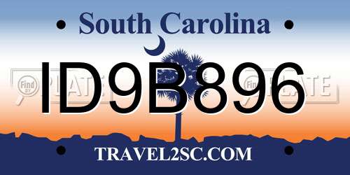 ID9B896 South Carolina License Plate