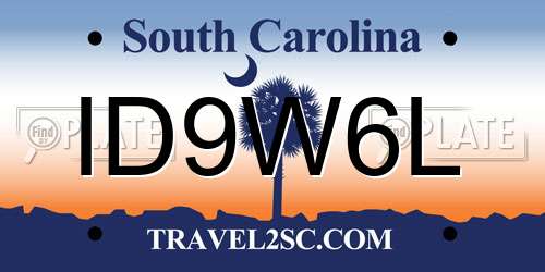 ID9W6L South Carolina License Plate