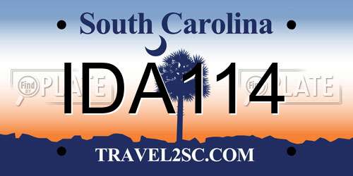 IDA114 South Carolina License Plate