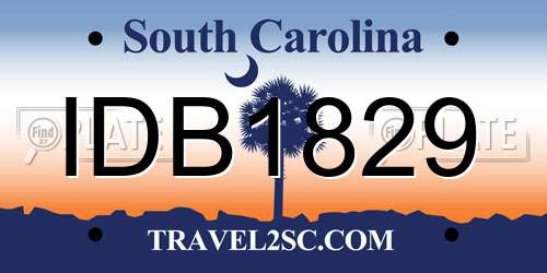 IDB1829 South Carolina License Plate