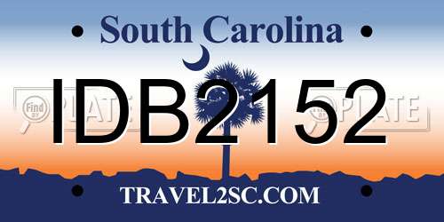 IDB2152 South Carolina License Plate
