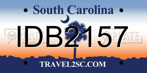IDB2157 South Carolina License Plate