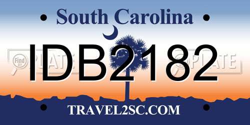 IDB2182 South Carolina License Plate