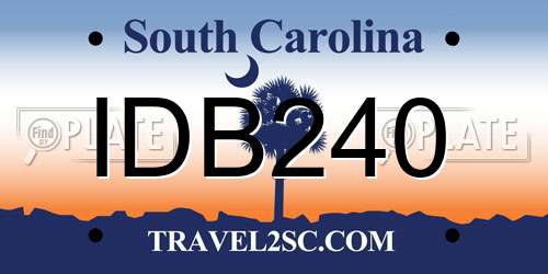 IDB240 South Carolina License Plate