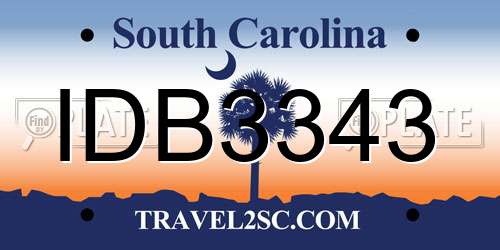 IDB3343 South Carolina License Plate