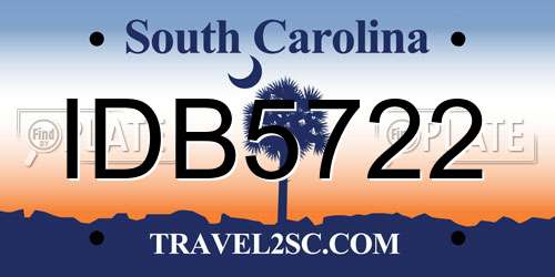 IDB5722 South Carolina License Plate