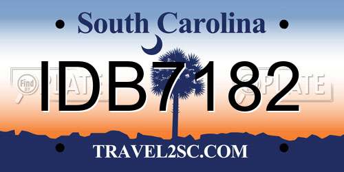IDB7182 South Carolina License Plate