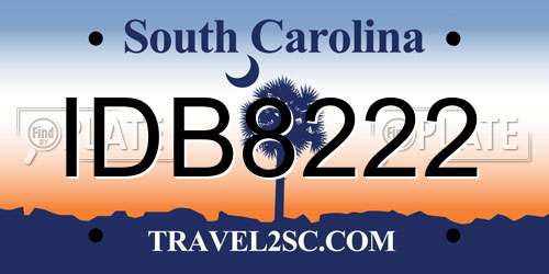 IDB8222 South Carolina License Plate