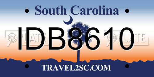 IDB8610 South Carolina License Plate