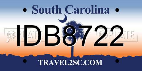IDB8722 South Carolina License Plate
