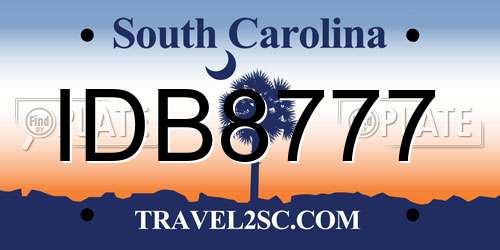 IDB8777 South Carolina License Plate