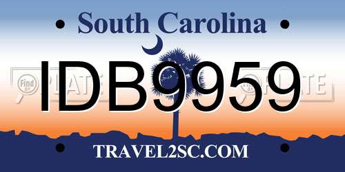 IDB9959 South Carolina License Plate