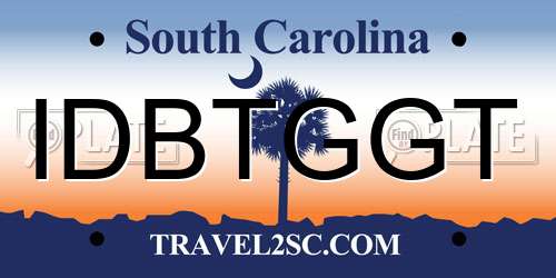 IDBTGGT South Carolina License Plate