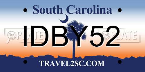 IDBY52 South Carolina License Plate