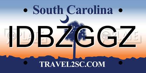 IDBZGGZ South Carolina License Plate