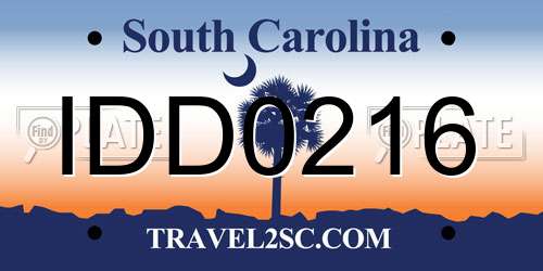 IDD0216 South Carolina License Plate