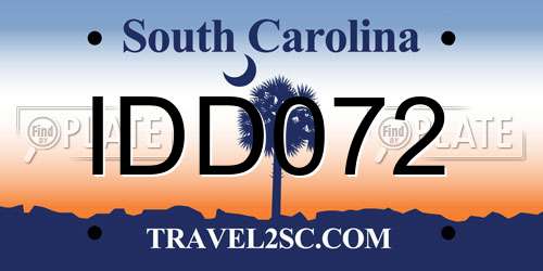IDD072 South Carolina License Plate