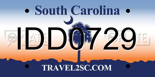 IDD0729 South Carolina License Plate