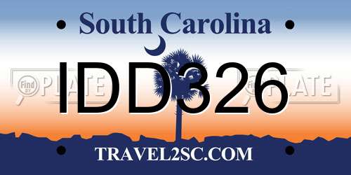 IDD326 South Carolina License Plate