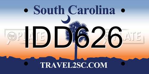 IDD626 South Carolina License Plate