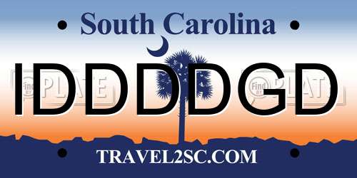 IDDDDGD South Carolina License Plate