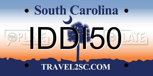 IDDI50 South Carolina License Plate