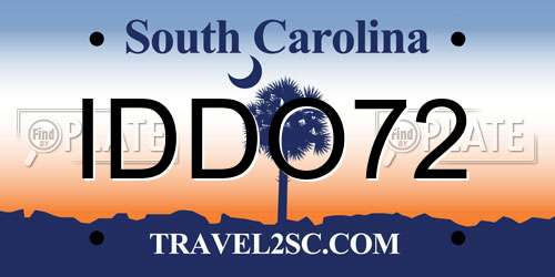 IDDO72 South Carolina License Plate