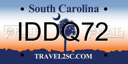 IDDQ72 South Carolina License Plate