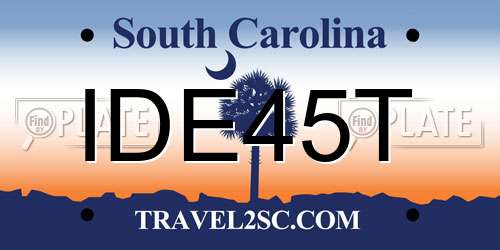 IDE45T South Carolina License Plate