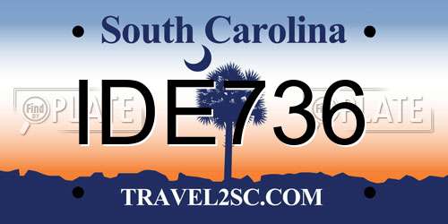 IDE736 South Carolina License Plate