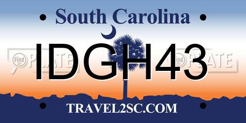 IDGH43 South Carolina License Plate