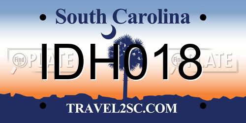 IDH018 South Carolina License Plate