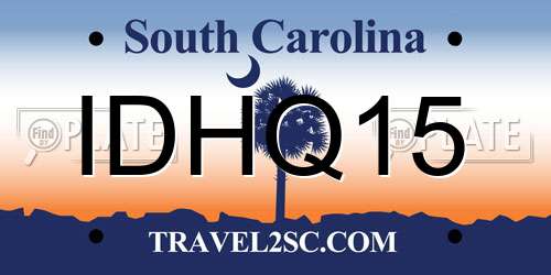 IDHQ15 South Carolina License Plate