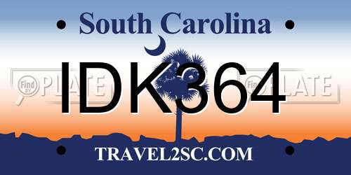 IDK364 South Carolina License Plate