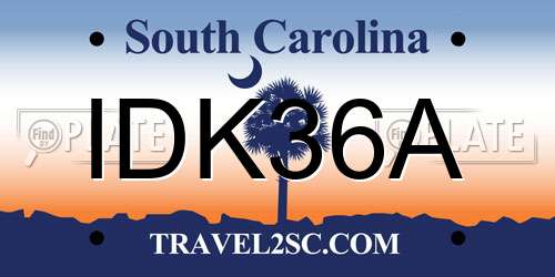 IDK36A South Carolina License Plate