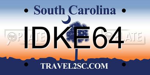 IDKE64 South Carolina License Plate