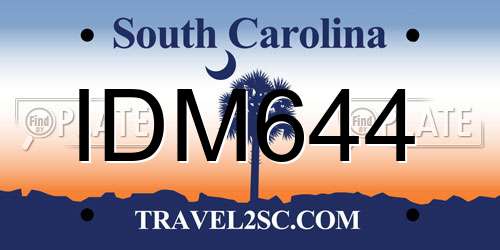 IDM644 South Carolina License Plate