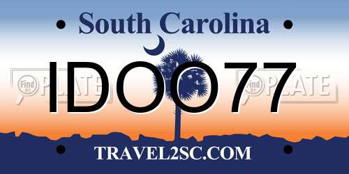 IDOO77 South Carolina License Plate