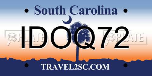 IDOQ72 South Carolina License Plate