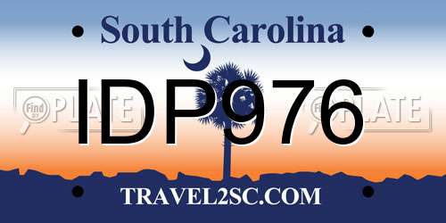 IDP976 South Carolina License Plate
