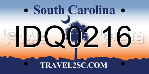 IDQ0216 South Carolina License Plate