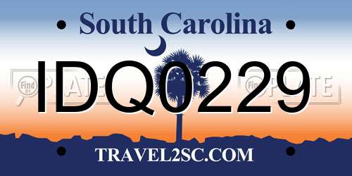 IDQ0229 South Carolina License Plate