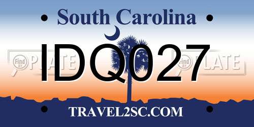 IDQ027 South Carolina License Plate