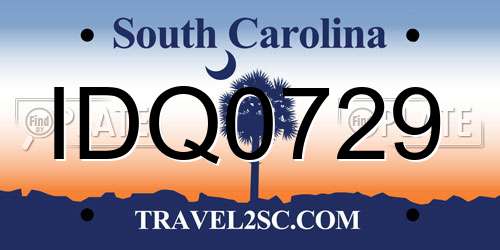 IDQ0729 South Carolina License Plate