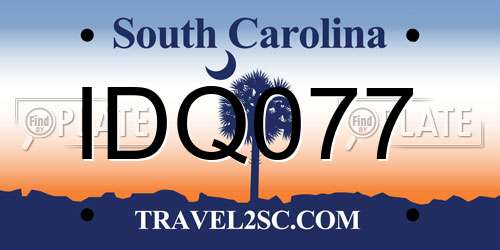 IDQ077 South Carolina License Plate